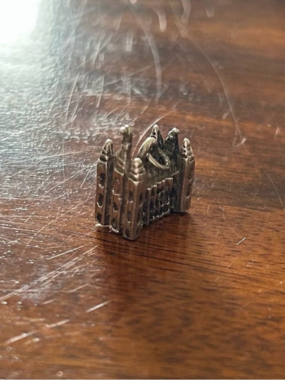 Sterling Silver Temple Charm Pendant - Detailed Architectural Design